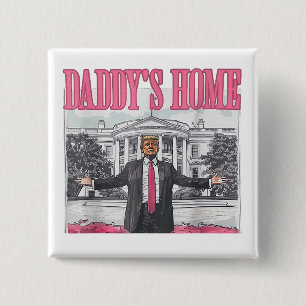 Bóton Quadrado 5.08cm Trump 2024 Pai Eleitoral Rosa