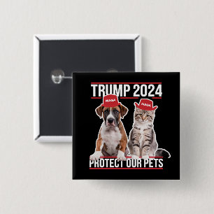 Bóton Quadrado 5.08cm Trump 2024 Proteja Nossos Animais de Estimação Gat