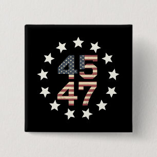 Bóton Quadrado 5.08cm Trump 45 47 Estrelas Bandeira Americana Vintage EU