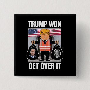 Bóton Quadrado 5.08cm Trump Ganhou Supere Isso Maga Ganhou Eleição 2024
