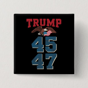 Bóton Quadrado 5.08cm Trump Patriótico Venceu 45 e 47 Vitória Vencedor T