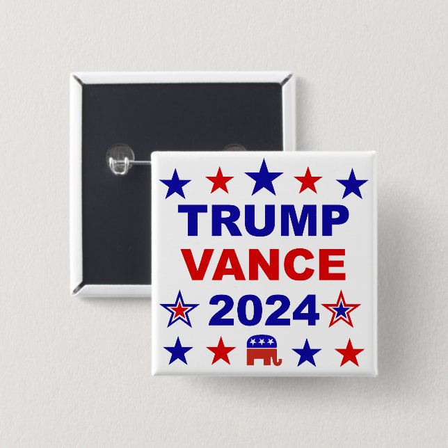 Bóton Quadrado 5.08cm Trump Vance 2024 (Frente & Verso)