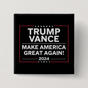Bóton Quadrado 5.08cm Trump Vance 2024 Presidente JD Vance Vice MAGA