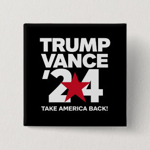 Bóton Quadrado 5.08cm Trump Vance 2024 Voto Trump 2024 Eleição