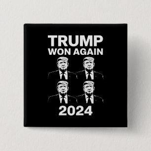 Bóton Quadrado 5.08cm Trump Venceu Novamente Eleição 2024 Dia de Inaugur