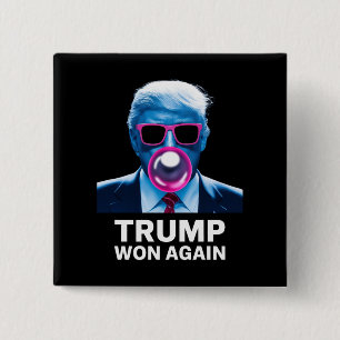 Bóton Quadrado 5.08cm Trump Venceu Novamente Eleição 2024 Voto President