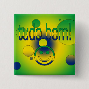 Bóton Quadrado 5.08cm Tudo Bem! A bandeira de Brasil colore o pop art