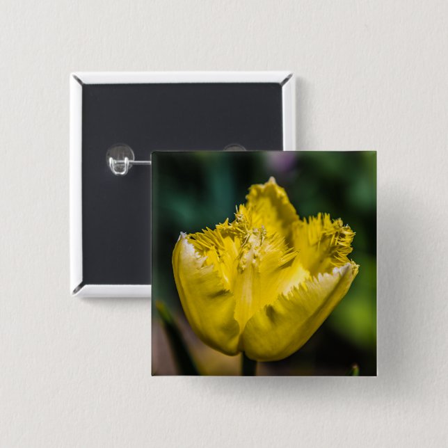 Bóton Quadrado 5.08cm Tulipa Amarela (Frente & Verso)
