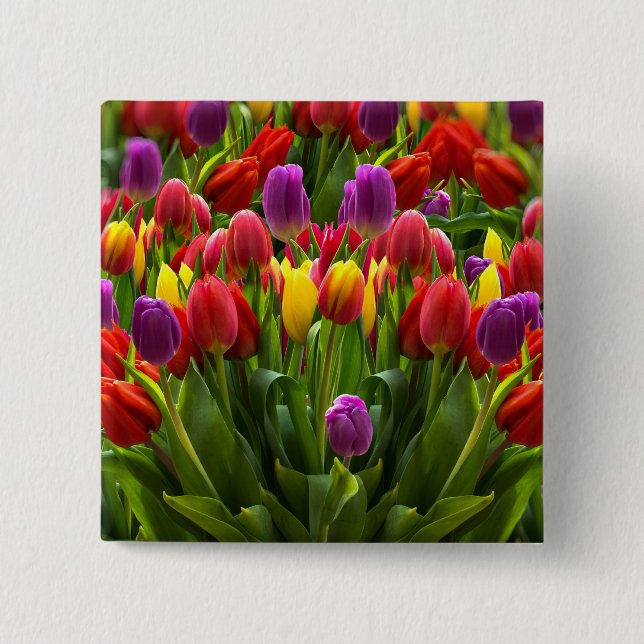 Bóton Quadrado 5.08cm Tulipas Bris (Frente)