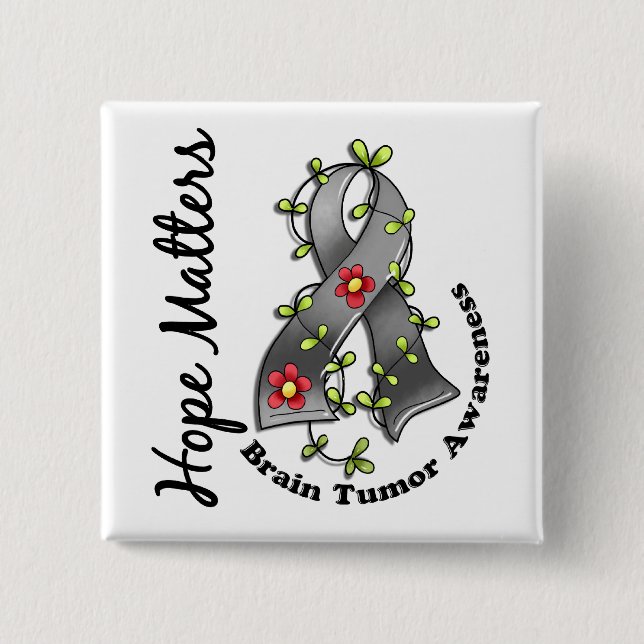 Bóton Quadrado 5.08cm Tumor cerebral das matérias da esperança da fita 4 (Frente)