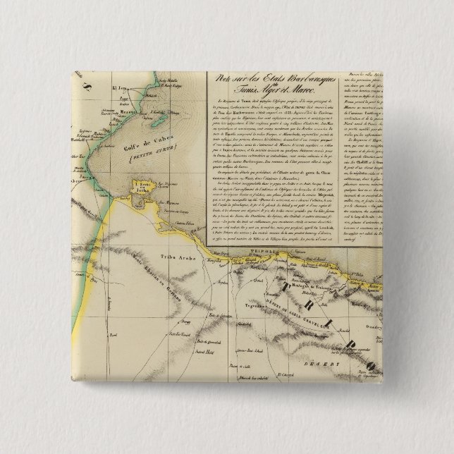 Bóton Quadrado 5.08cm Tunísia e Líbia (Frente)