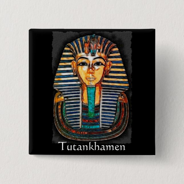 Bóton Quadrado 5.08cm TUTANKHAMEN Egípcia Pharaoh Gift Range (Frente)