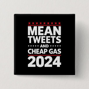 Bóton Quadrado 5.08cm Tweets Maus e Gasolina Barata Eleição 2024