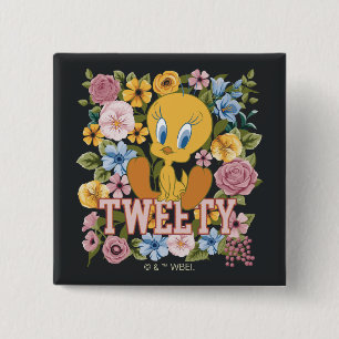Bóton Quadrado 5.08cm TWEETY™ Bordado Floral Gráfico