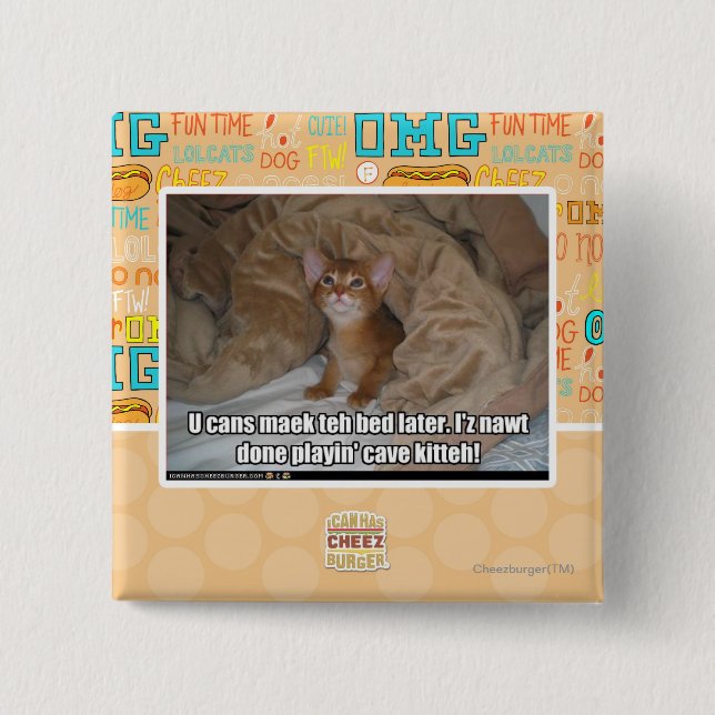 Bóton Quadrado 5.08cm U pode maek a cama mais tarde (Frente)