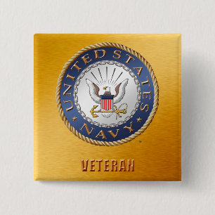 Bóton Quadrado 5.08cm U.S. Botão do veterano do marinho