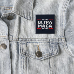Bóton Quadrado 5.08cm Ultra MAGA   2024 Republicans for President Grunge