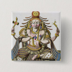 Bóton Quadrado 5.08cm Um aspecto de Shiva, 'da viagem Indes auxiliar e