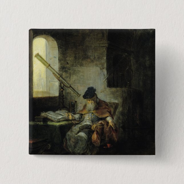 Bóton Quadrado 5.08cm Um astrónomo (Frente)