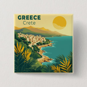 Bóton Quadrado 5.08cm Um Cartaz de Viagem Clássico Nostálgico – Grécia C