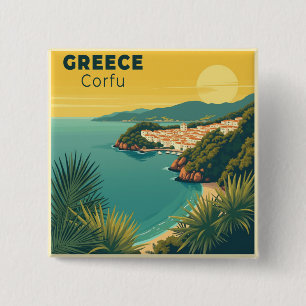 Bóton Quadrado 5.08cm Um Cartaz de Viagem Clássico Nostálgico – Grécia C