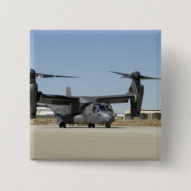 Bóton Quadrado 5.08cm Um CV-22 Osprey prepara-se para a descolagem (Frente)