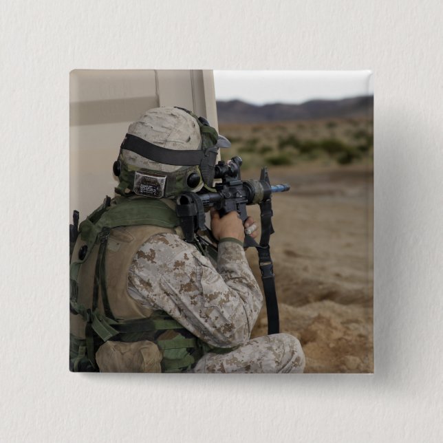 Bóton Quadrado 5.08cm Um escoteiro de infantaria (Frente)