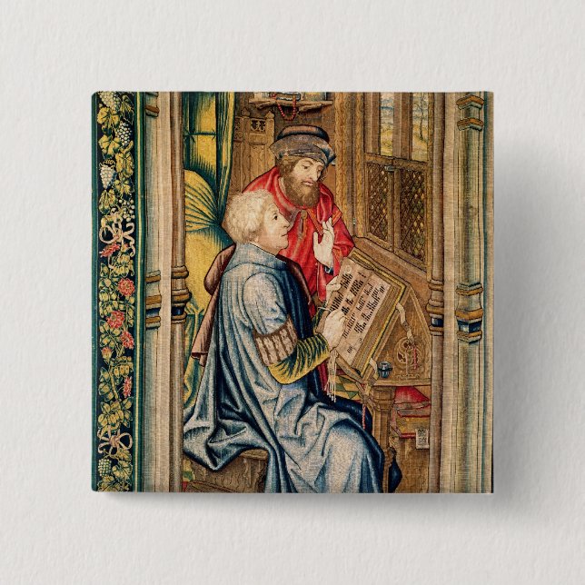 Bóton Quadrado 5.08cm Um escrevente escrevendo uma conta (Frente)