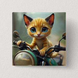 Bóton Quadrado 5.08cm Um gato amarelo com orelhas pretas e olhos azuis g