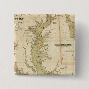 Bóton Quadrado 5.08cm Um Gráfico dos Baías Chesapeake e Delaware