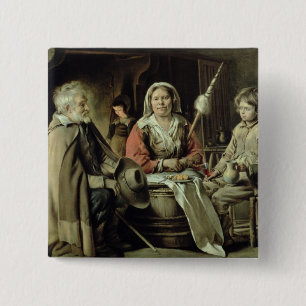 Bóton Quadrado 5.08cm Um interior francês, c.1645