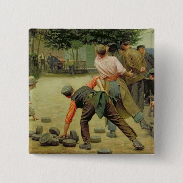 Bóton Quadrado 5.08cm Um jogo de Bourles em Flanders, 1911 (Frente)