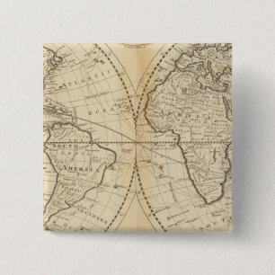 Bóton Quadrado 5.08cm Um mapa do mundo