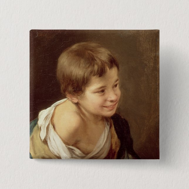 Bóton Quadrado 5.08cm Um menino do camponês que inclina-se em um (Frente)