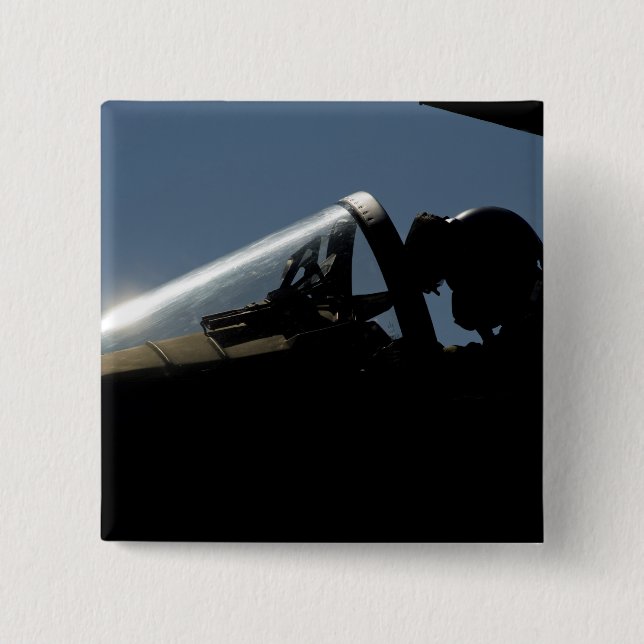 Bóton Quadrado 5.08cm Um piloto se prepara para descolagem (Frente)