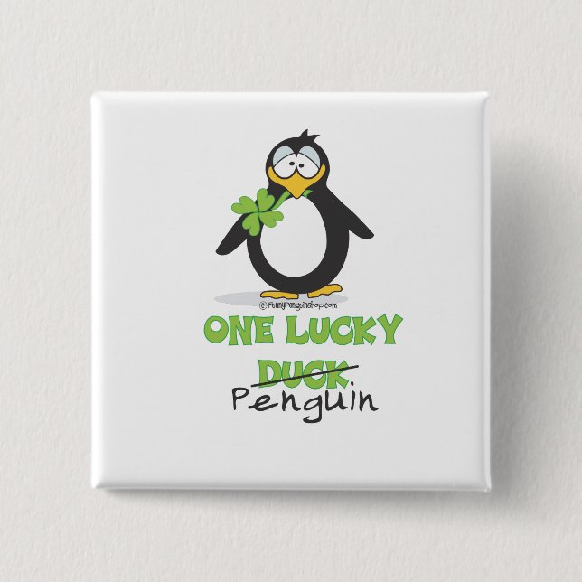 Bóton Quadrado 5.08cm Um pinguim afortunado do pato (Frente)