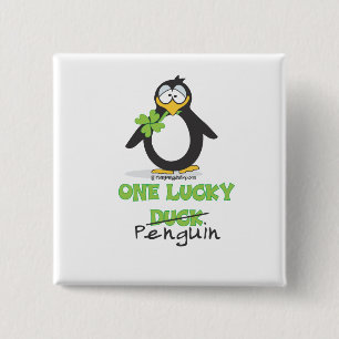 Bóton Quadrado 5.08cm Um pinguim afortunado do pato
