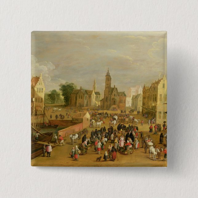 Bóton Quadrado 5.08cm Um porto (Frente)