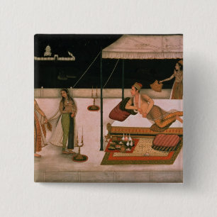 Bóton Quadrado 5.08cm Um príncipe de Mughal que recebe uma senhora na
