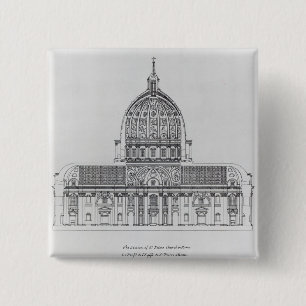 Bóton Quadrado 5.08cm Um secção transversal de St Peter, Roma