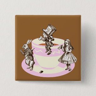 Bóton Quadrado 5.08cm Um tea party louco