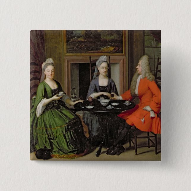 Bóton Quadrado 5.08cm Um tea party (óleo em canvas) (Frente)