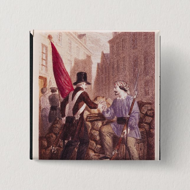 Bóton Quadrado 5.08cm Um trabalhador que compartilha de seu pão com um (Frente)