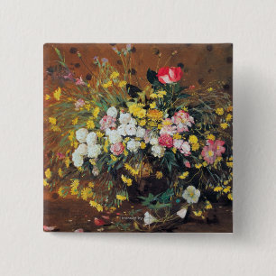 Bóton Quadrado 5.08cm Um vaso das flores