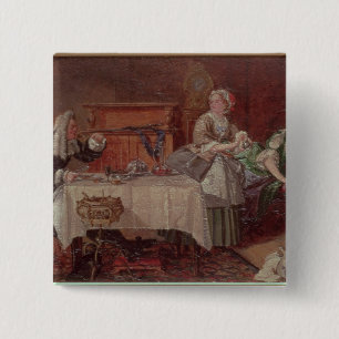 Bóton Quadrado 5.08cm Uma cena de "Tartuffe" por Moliere, 1850
