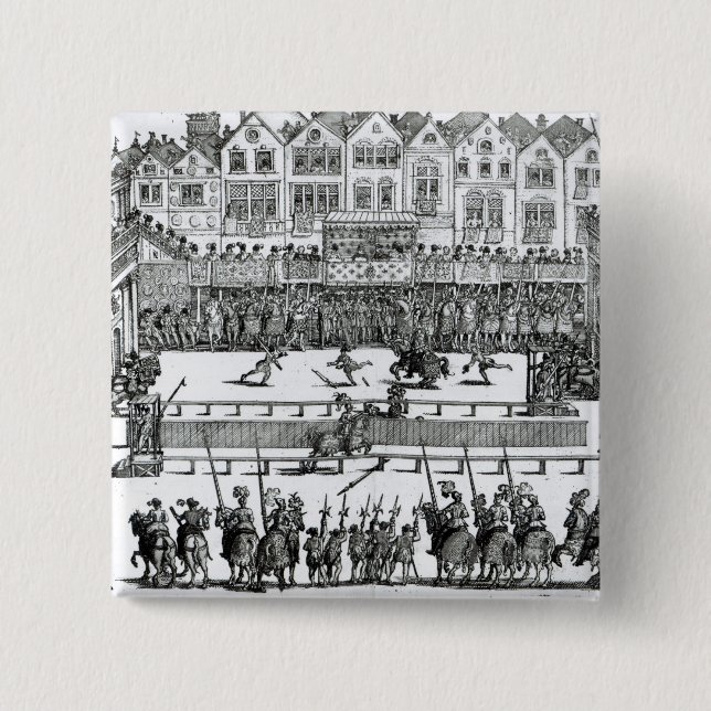 Bóton Quadrado 5.08cm Uma cena Jousting (Frente)