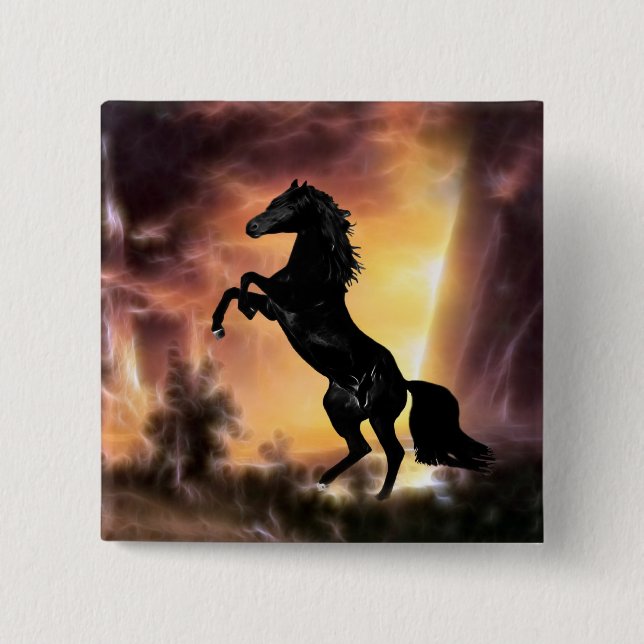 Bóton Quadrado 5.08cm Uma criação de cavalos frisesianos (Frente)