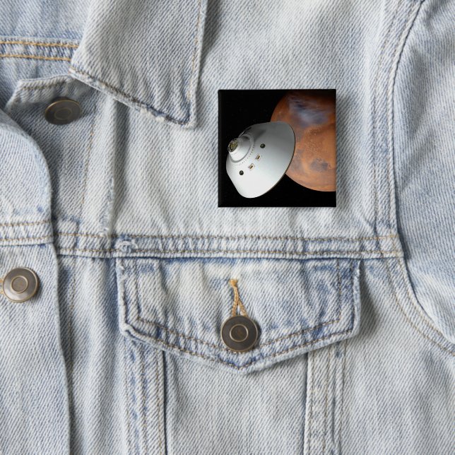 Bóton Quadrado 5.08cm Uma Embarcação Embarcada Por Aviões Aproximando-Se (In Situ)