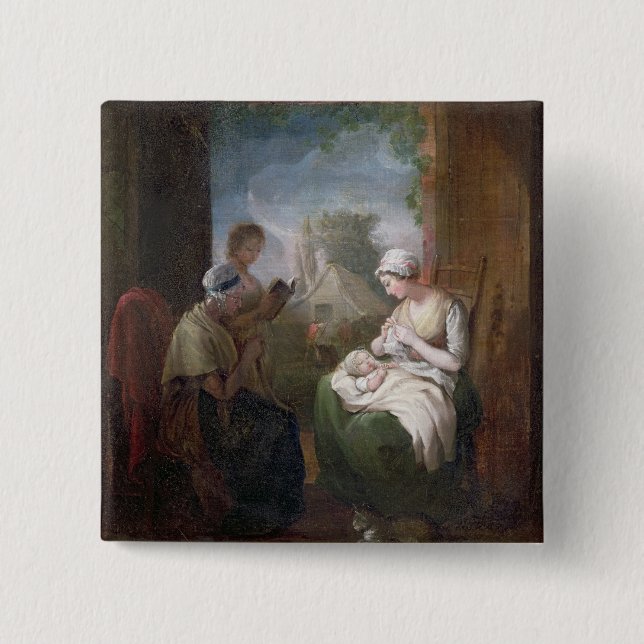 Bóton Quadrado 5.08cm Uma estadia quieta, c.1810 (óleo em canvas) (Frente)