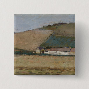 Bóton Quadrado 5.08cm Uma fazenda entre colinas, Giverny, c.1887